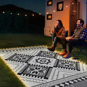 DiiKoo eco-friendly recycled polypropylene rug supports sustainable lounging