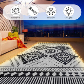 DiiKoo weatherproof rug resists fading and outdoor wear
