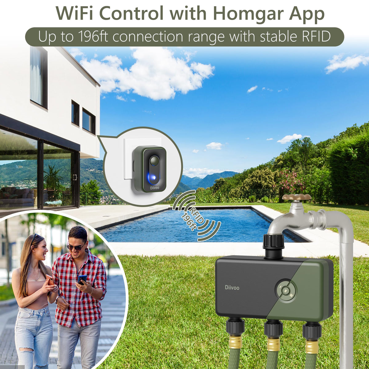 Diivoo app control layout enabling remote irrigation management from your phone.