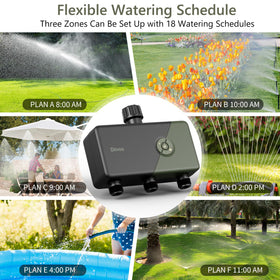 Diivoo installation setup in backyard with sprinkler lines and timer.