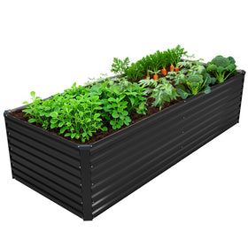 DIIYIV galvanized raised garden bed side view shows spacious planting area.