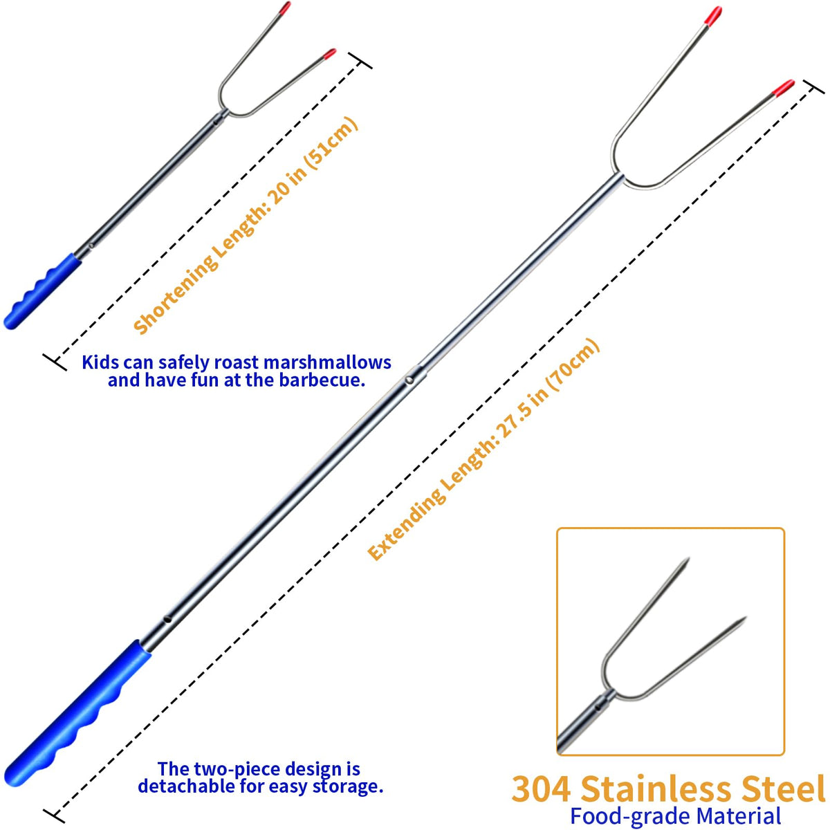 DIKER hot dog roasting sticks with safe distance options