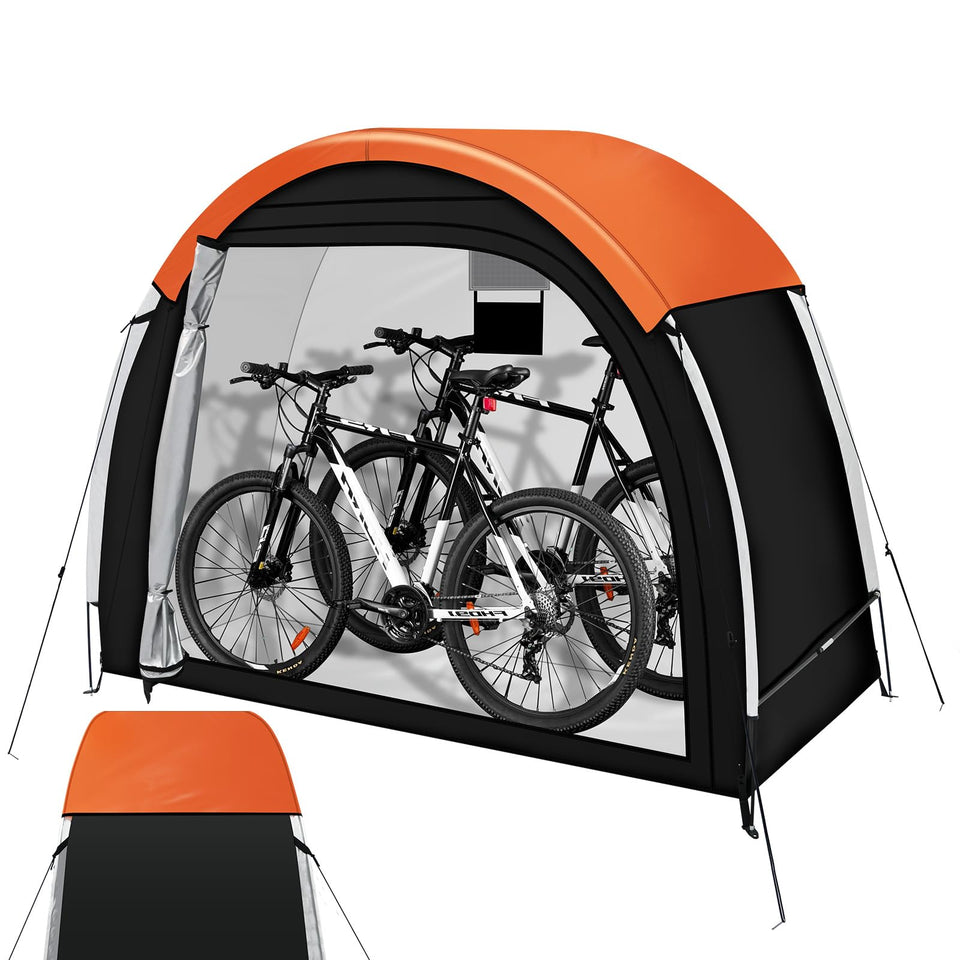Dikutar bike storage tent with rain cover shields bikes from rain and snow