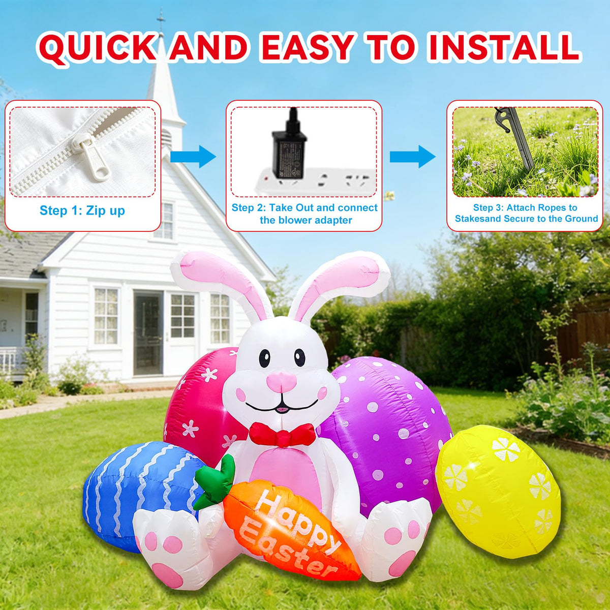 DILENK Easter placard reads Happy Easter for festive curb appeal.