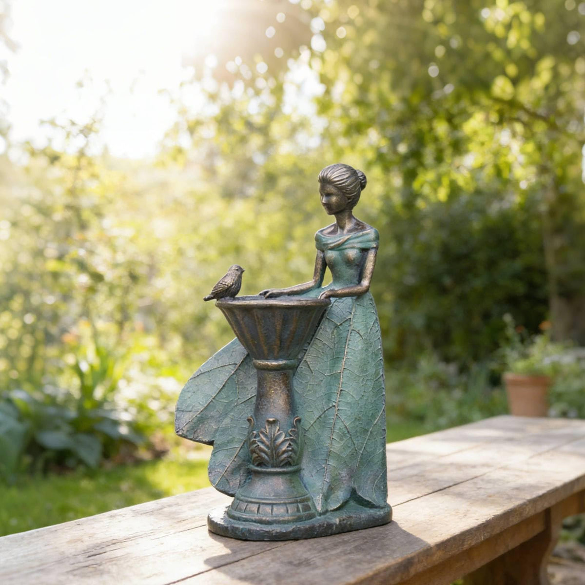 DiliComing 12-inch fairy garden sculpture for outdoor display.