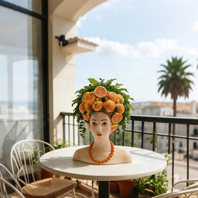 Eye-catching head planter as a decorative garden statue centerpiece