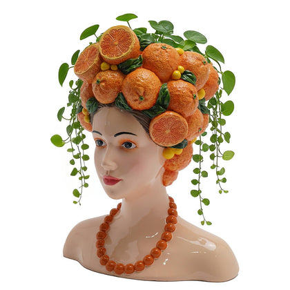 DiliComing head planter with orange crown for vibrant indoor succulents