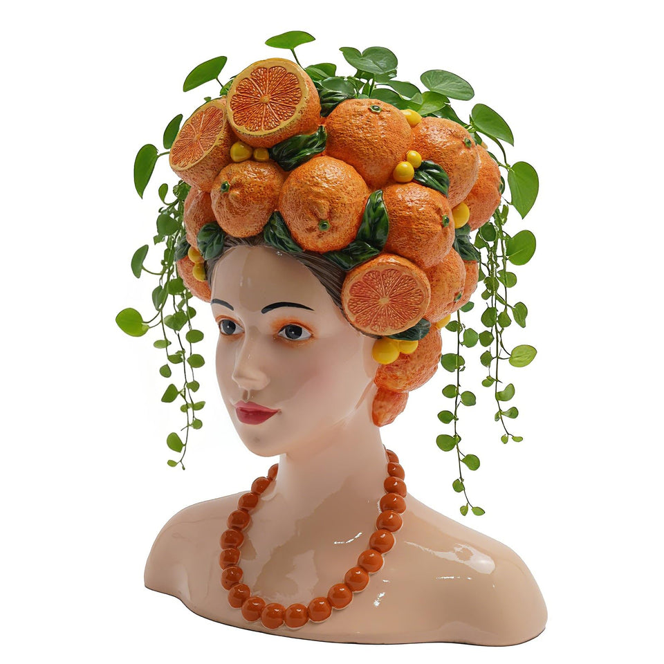DiliComing head planter with orange crown for vibrant indoor succulents