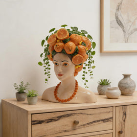 DiliComing lady-face planter adds outdoor garden charm and conversation