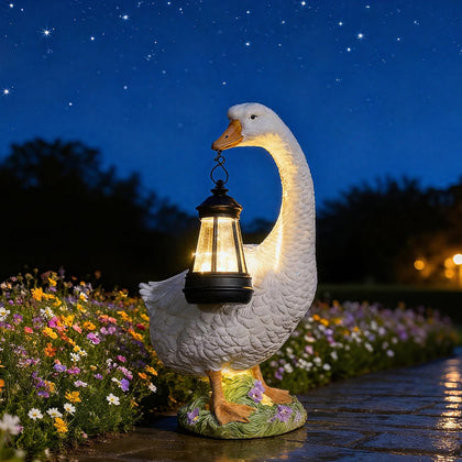 DiliComing solar porch goose lantern lights your porch at dusk.