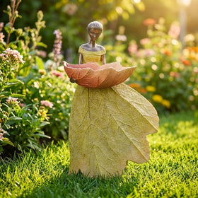 DiliComing yellow fairy statue brightens homes and gardens as decorative focal point.