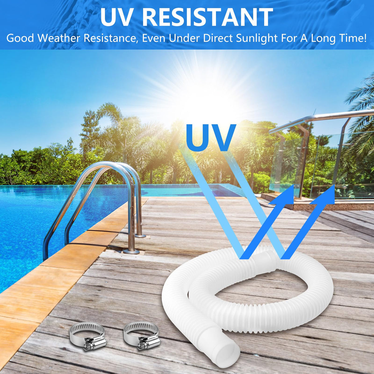 Dimakung 3 ft length hose ideal for above-ground pool systems.