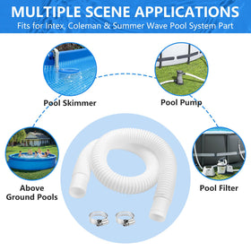 Dimakung replacement hose beside pool filter for easy swap.