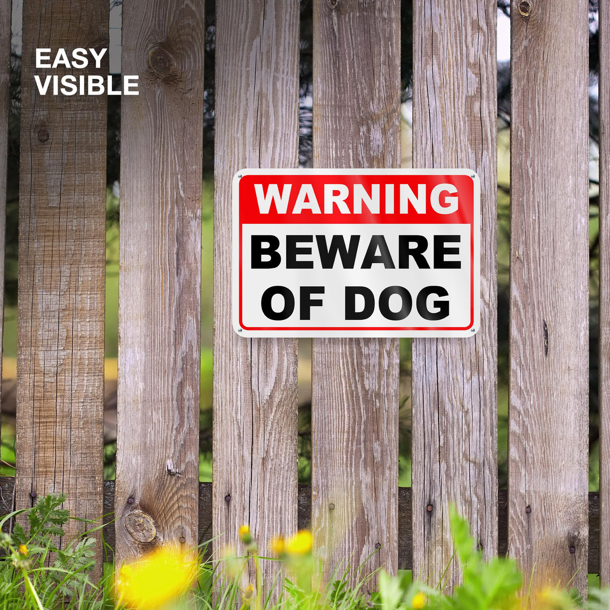 DIMARONGTON Beware of Dog Sign 8x12 night-time legibility under car headlights.