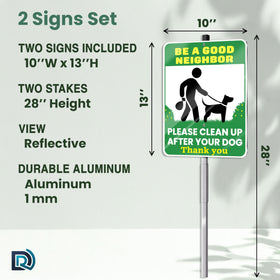 DIMARONGTON Clean up dog poop yard sign with 28-inch stake for elevated visibility.