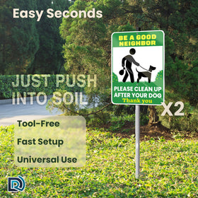 DIMARONGTON Complete install kit includes signs, stakes, screws, and hex key.