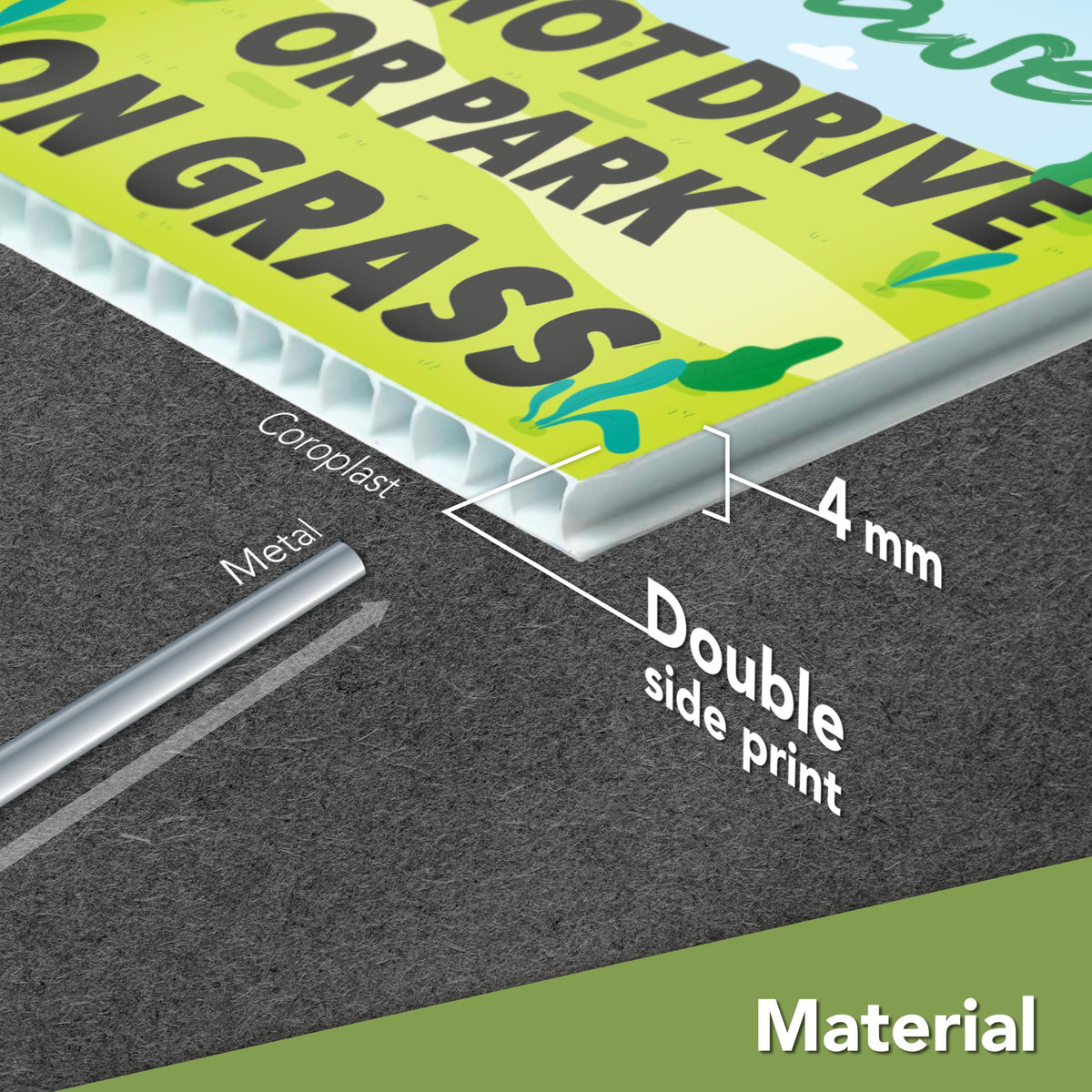 Dimarongton coroplast no-parking sign—durable for outdoor conditions.
