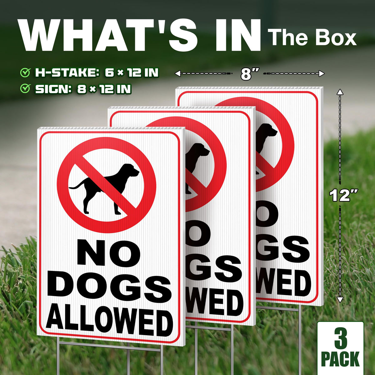 DIMARONGTON curb-your-dog-sign-stakes enables easy in-ground installation.