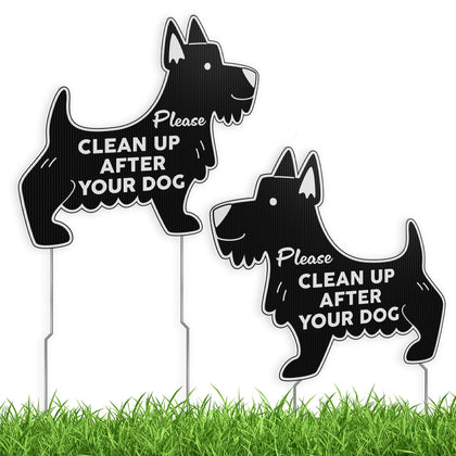 DIMARONGTON dog sign stake front view, 11x10 inches, high contrast silhouette