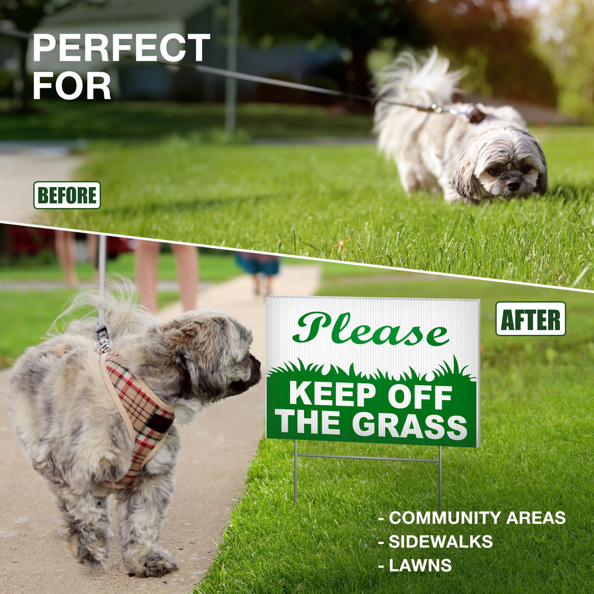 DIMARONGTON Double-sided grass reminder sign boosts visibility from paths.
