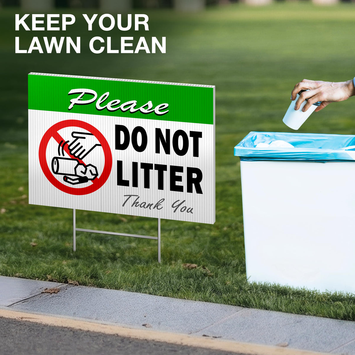 DIMARONGTON double-sided litter sign visible from multiple directions