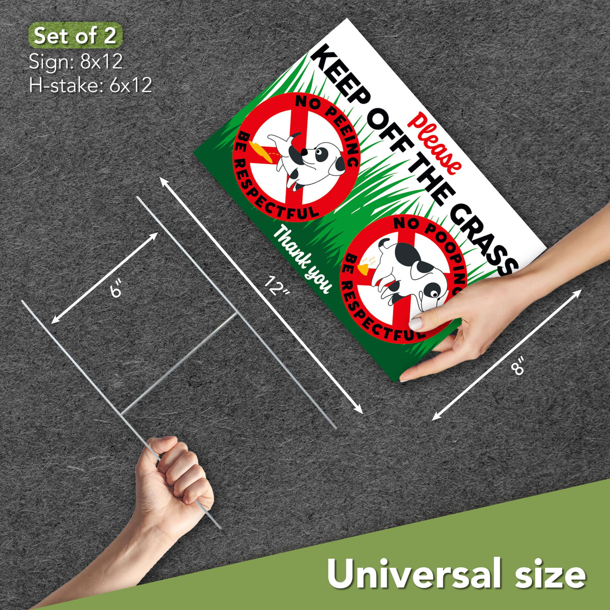 Dimarongton keep-off-grass sign 8x12 with stakes included for quick setup