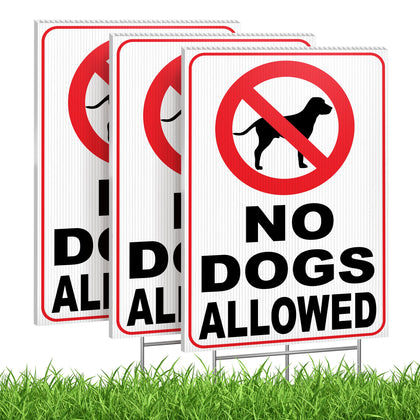 DIMARONGTON no-dogs-sign-yard-8x12-double-sided deters lawn intrusion.