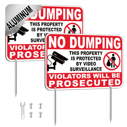 DIMARONGTON no dumping sign with stakes improves outdoor visibility and deters trash dumping.