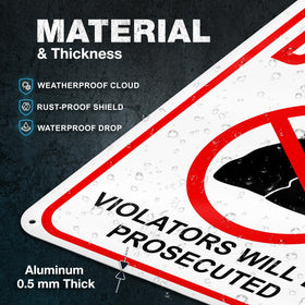 DIMARONGTON No Dumping Sign aluminum material emphasizes durable outdoor use.