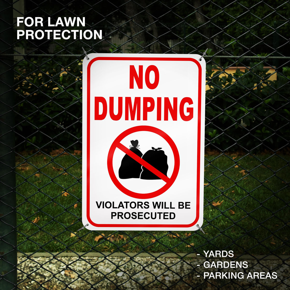 DIMARONGTON No Dumping Sign Violators Will Be Prosecuted message deterrence.