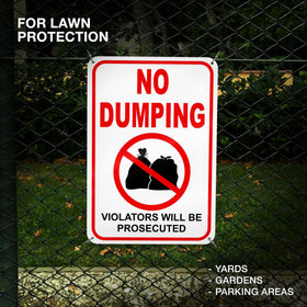 DIMARONGTON No Dumping Sign Violators Will Be Prosecuted message deterrence.