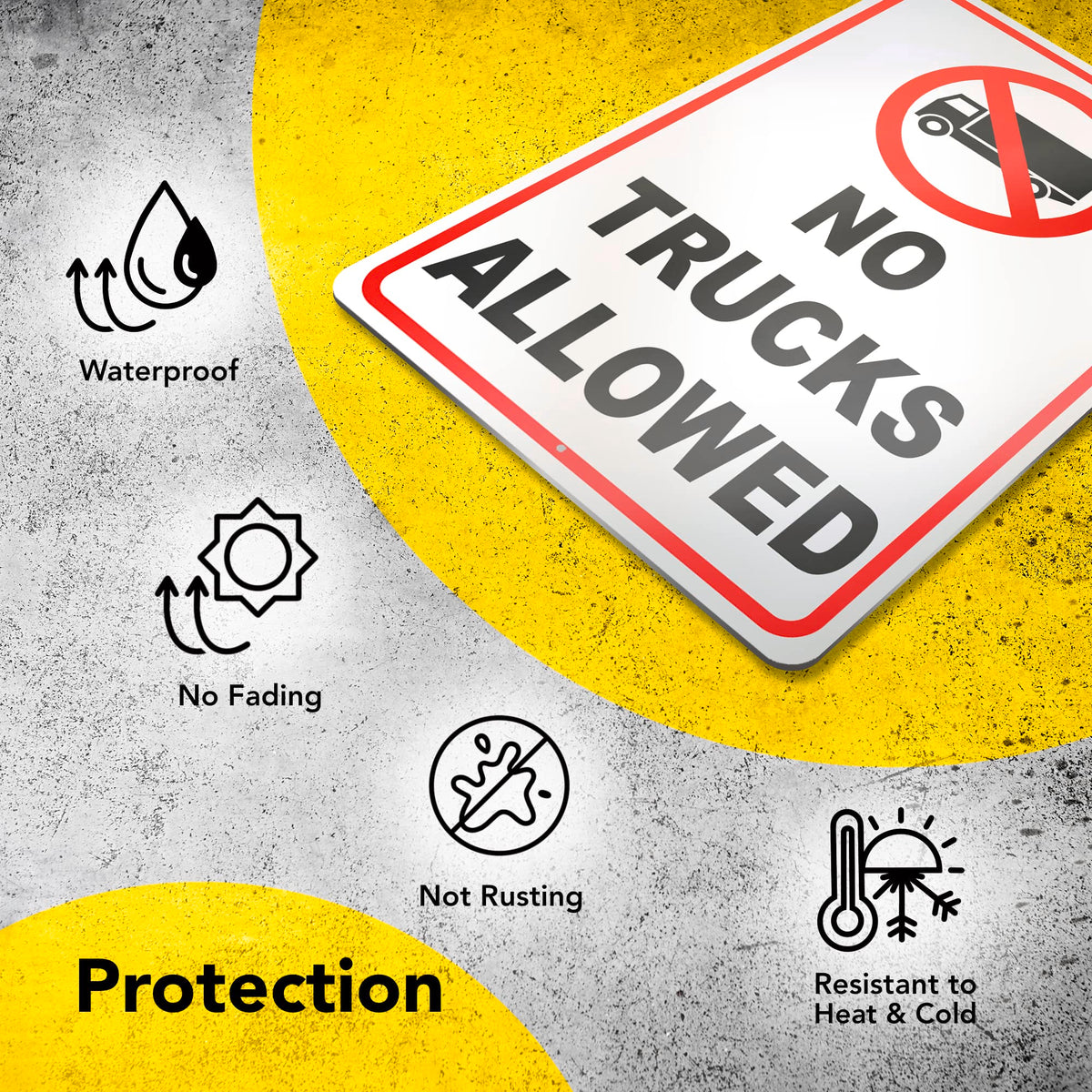 DIMARONGTON No Trucks Sign, mounting on wall, fence, or post offers versatile installation.