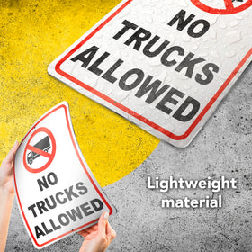 DIMARONGTON No Trucks Sign, UV protected aluminum resists sunlight for durable outdoor use.