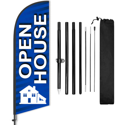 DIMARONGTON Open House flag 8ft blue banner stands tall to guide buyers from the road.