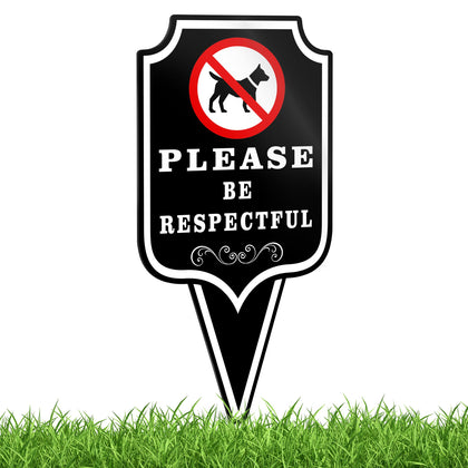 DIMARONGTON Please Be Respectful Dog Sign with double-sided visibility for clear lawn messaging.