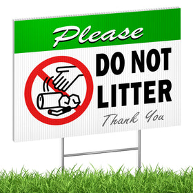 DIMARONGTON please do not litter sign with stake provides double-sided visibility for lawns