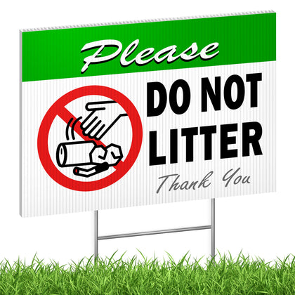 DIMARONGTON please do not litter sign with stake provides double-sided visibility for lawns
