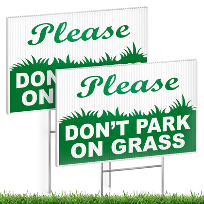 DIMARONGTON please don't park on grass yard sign with double-sided visibility for easy messaging