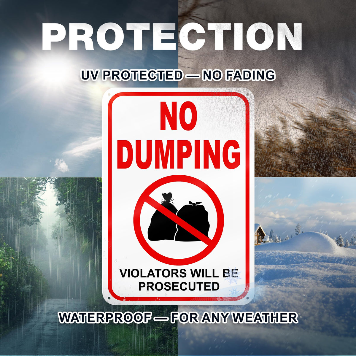 DIMARONGTON Private property warning sign helps deter unauthorized dumping.