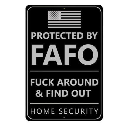 DIMARONGTON Protected By F Around and Find Out sign front view in aluminum