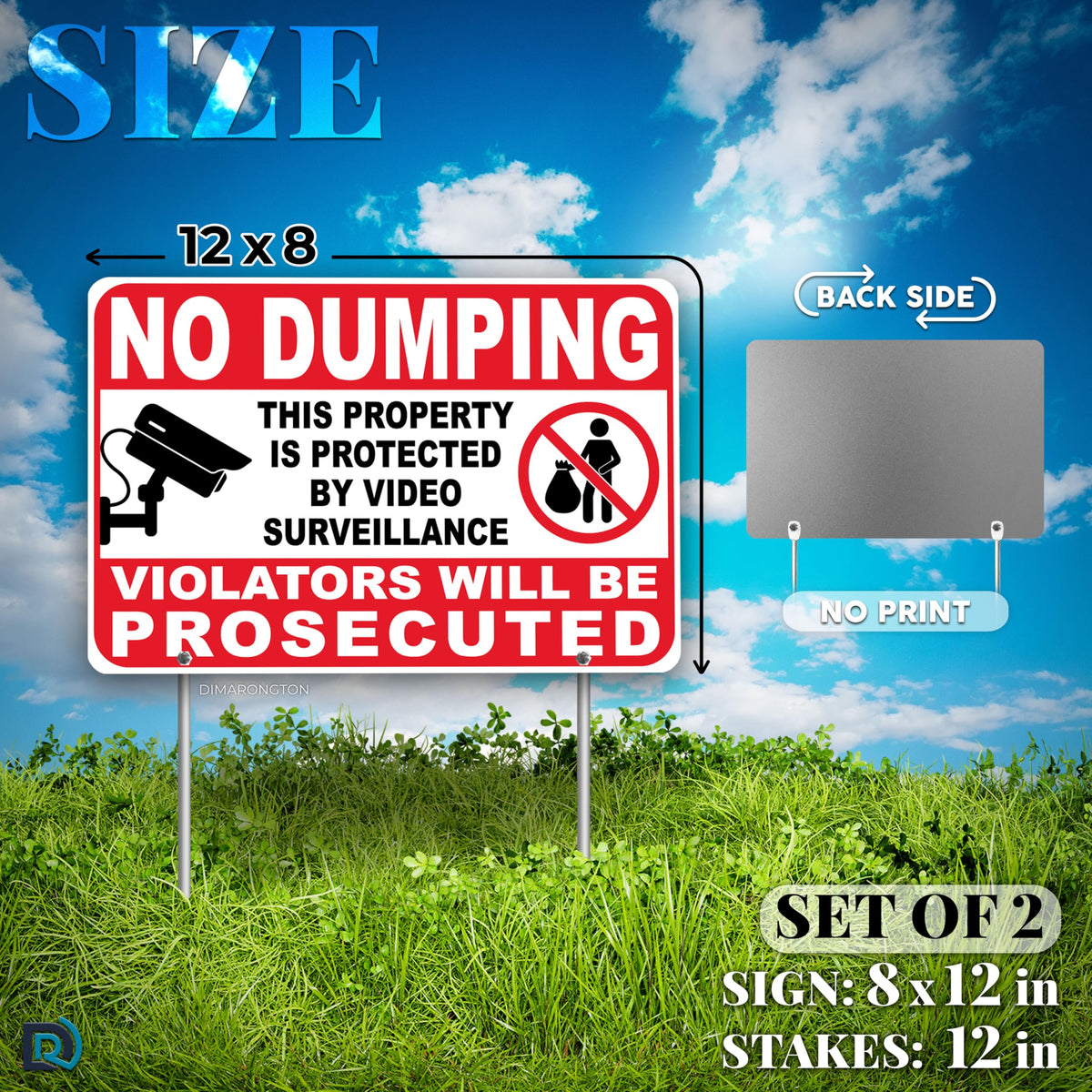 DIMARONGTON aluminum no dumping sign resists rust and bending for long-lasting use.