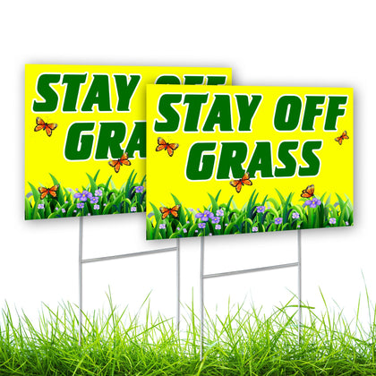 DIMARONGTON Stay Off Grass Sign 2-Pack clearly marks lawn boundaries for respectful neighbors.