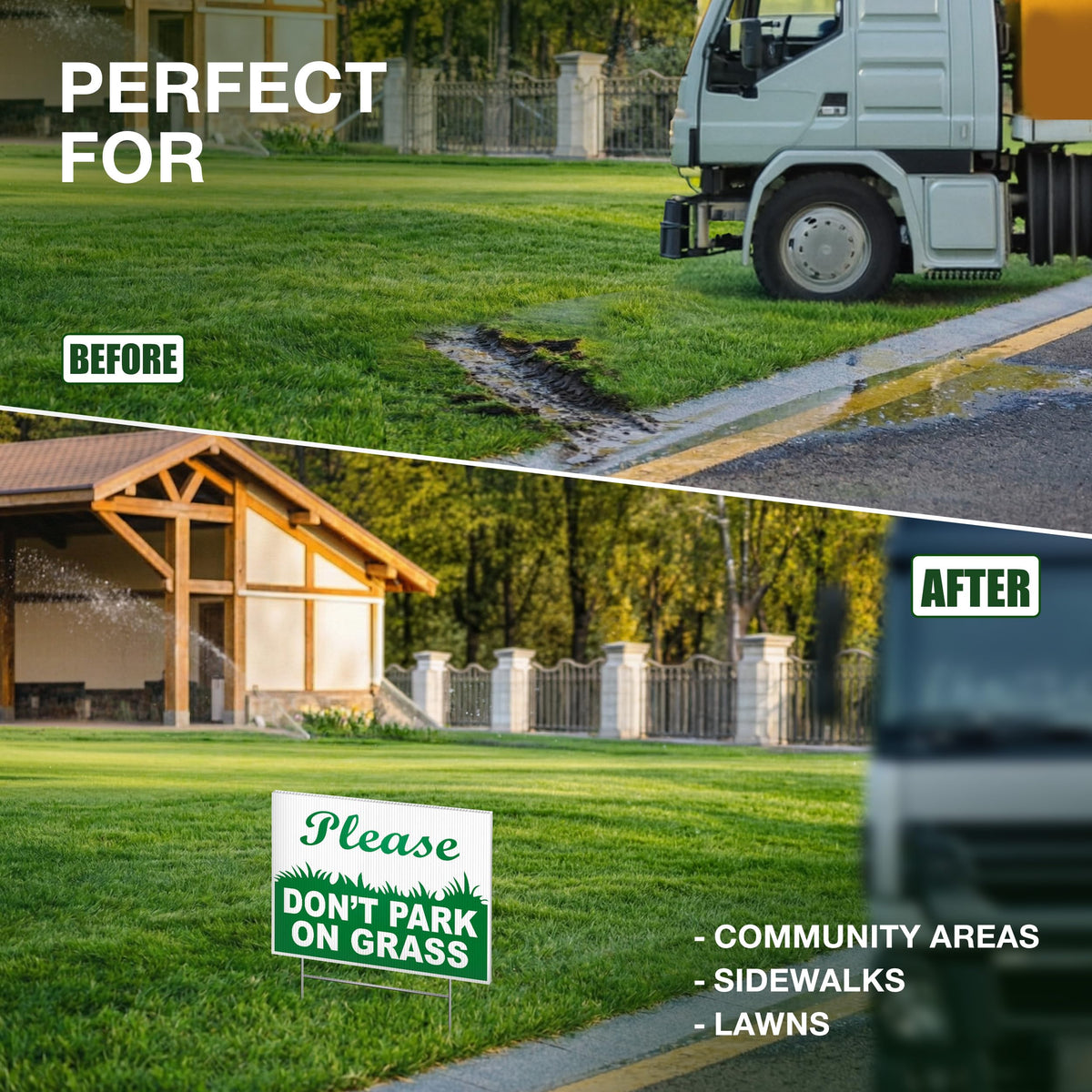 DIMARONGTON two-pack lawn signs ready for multiple grass-area reminders