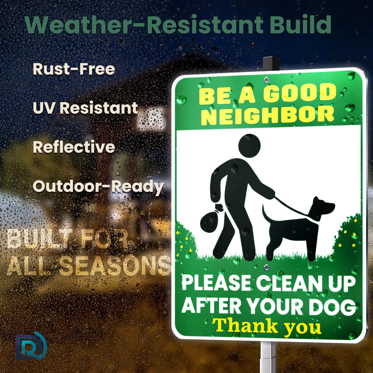 DIMARONGTON Weather-ready aluminum sign with UV printing for durable outdoor use.