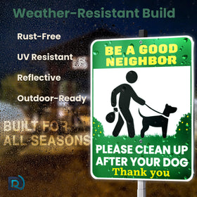 DIMARONGTON Weather-ready aluminum sign with UV printing for durable outdoor use.
