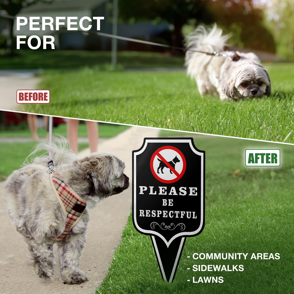 DIMARONGTON Sturdy outdoor sign for shared spaces and pet etiquette.