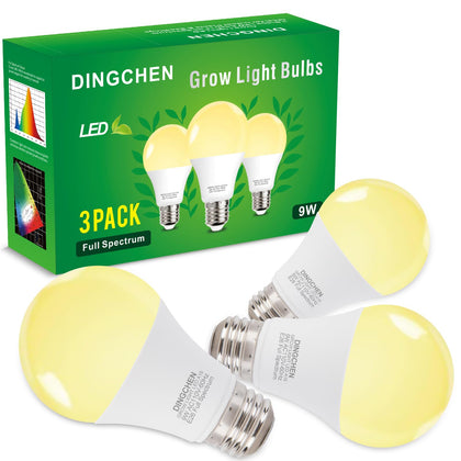 DingChen A19 full-spectrum bulb emits 380–780nm for healthy indoor plant growth.