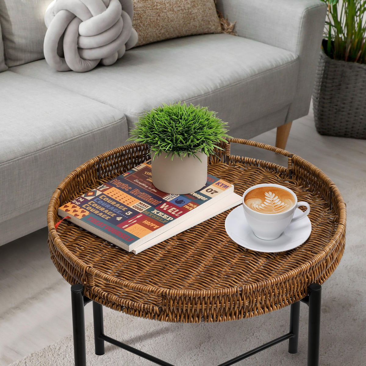 DINGTAI end table doubles as nightstand or coffee table for cozy spaces.