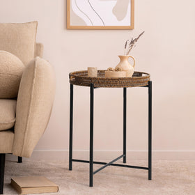 DINGTAI round side table with metal base provides stable indoor and outdoor performance.