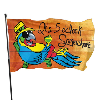 Dingtaifeng It’s 5 O'Clock Somewhere Parrot Flag waves in outdoor wind for curb appeal